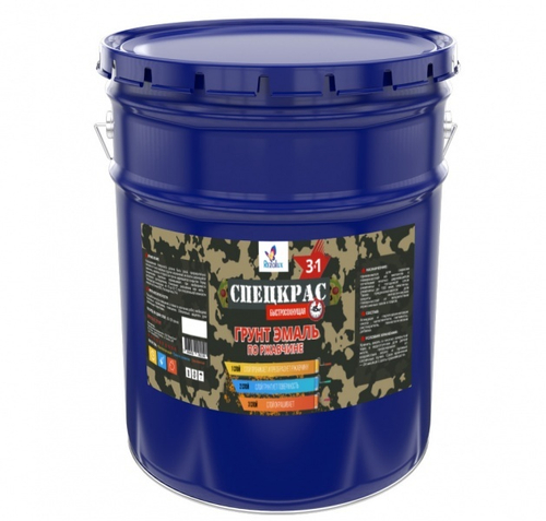 СПЕЦКРАС грунт-эмаль по ржавчине 3в1 черный/25 кг/