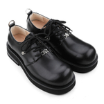 HANQIAORIJI Cow Split Leather Casual Shoes 4.5cm Unisex Black