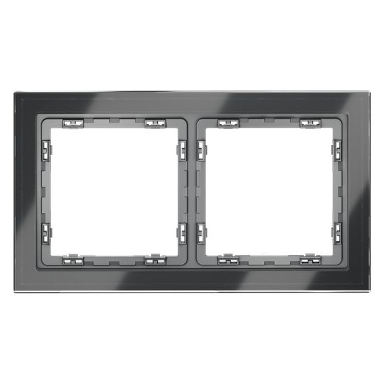 Рамка стеклянная VOLTUM S70 на 2 поста, (графит, стекло)