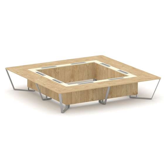 Steel Meet Стол переговорный квадратный KMK-PR.B.SP-20K2 Тиквуд Светлый/Ваниль Глянец/Металл Серый 4