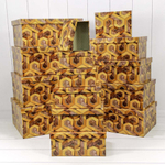 Коробка 42.5х33х17.6 см Набор 15 шт "Золотой узор" (Коричневый)