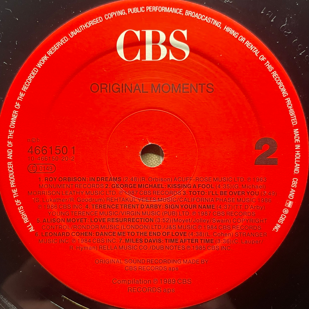Сборник Original Moments. Musik Til Måneskin (Голландия 1989г.)
