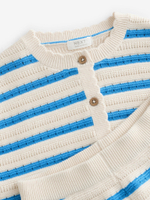 Кардиган с коротким рукавом и брюки в комплекте для девочки Next E25-144, Молочный, Голубой