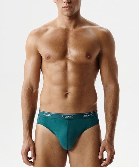 Мужские трусы (2шт) слипы спорт Atlantic 2RMP-001, хлопок, сине-зеленый + зеленый