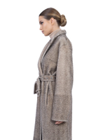 Женская облегчённая кожаная дублёнка с отделкой «ёлочка»