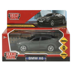 Модель ин. мет. "BMW X6" 12см, двери, багаж, темно-серый, коробка X6-12-GY (Технопарк)