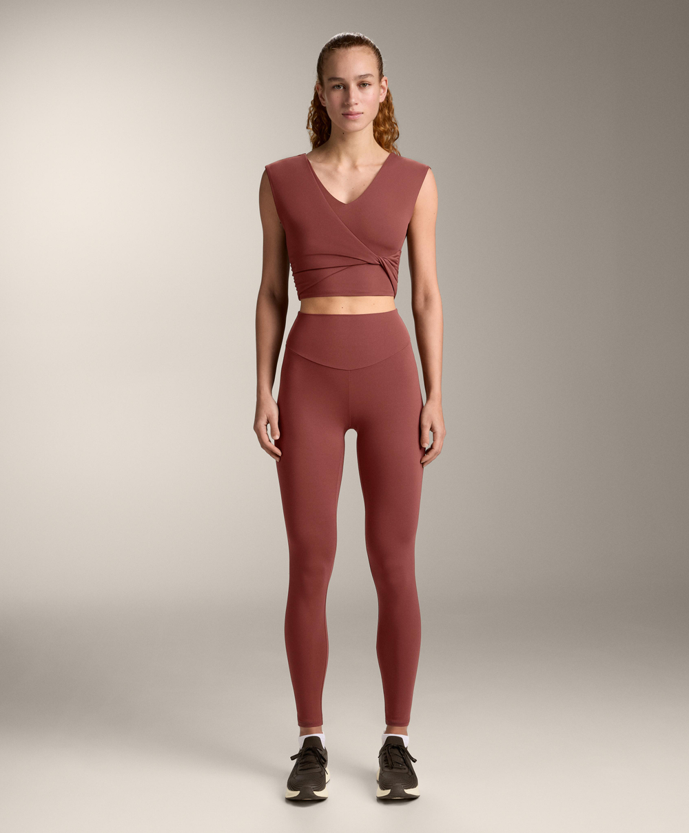 Oysho Топ-майка Comfortlux с перекрестными деталями, линялый махагон