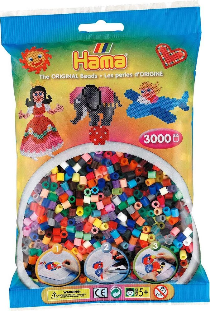 Hama Бусинки для термомозаики MIDI микс, 3000 шт. (201-68)