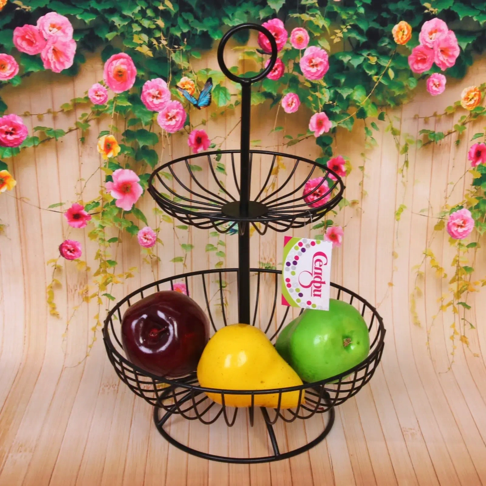 Фруктовница «Brownie» 2 яруса (16*25*36см) полоски черная