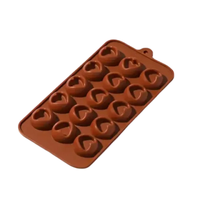 Форма «Сердце», 23,2х12х1 см, 15 ячеек, цвет шоколадный