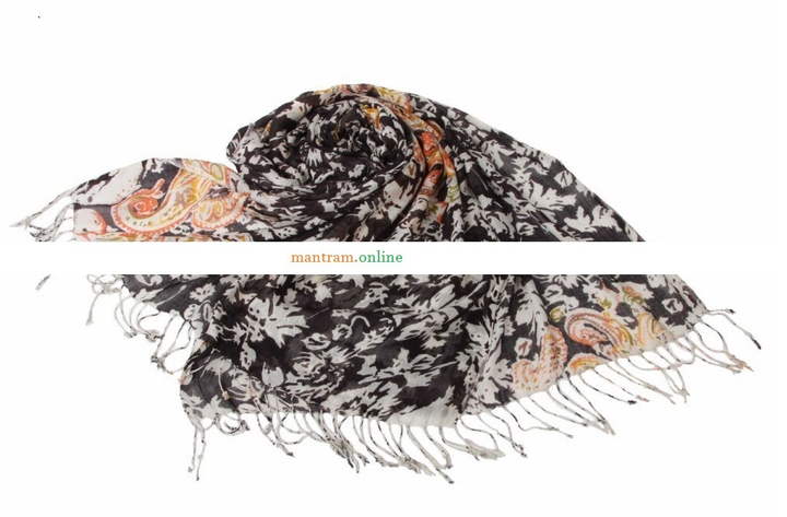 Палантин Вискоза 100% цвет мультиколор с кистями размер 200x60 см.