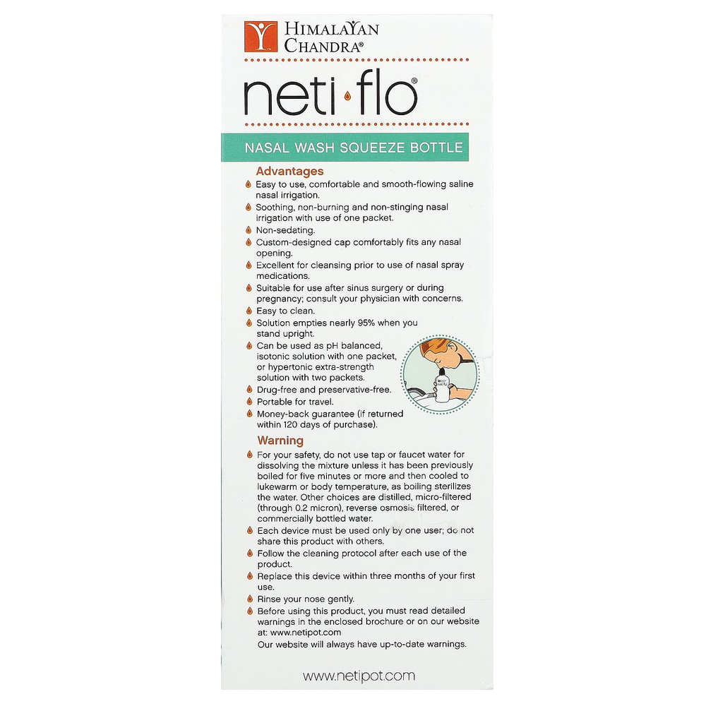 Himalayan Chandra, флакон для промывания носа с пакетиками соли нети, 2,16 г