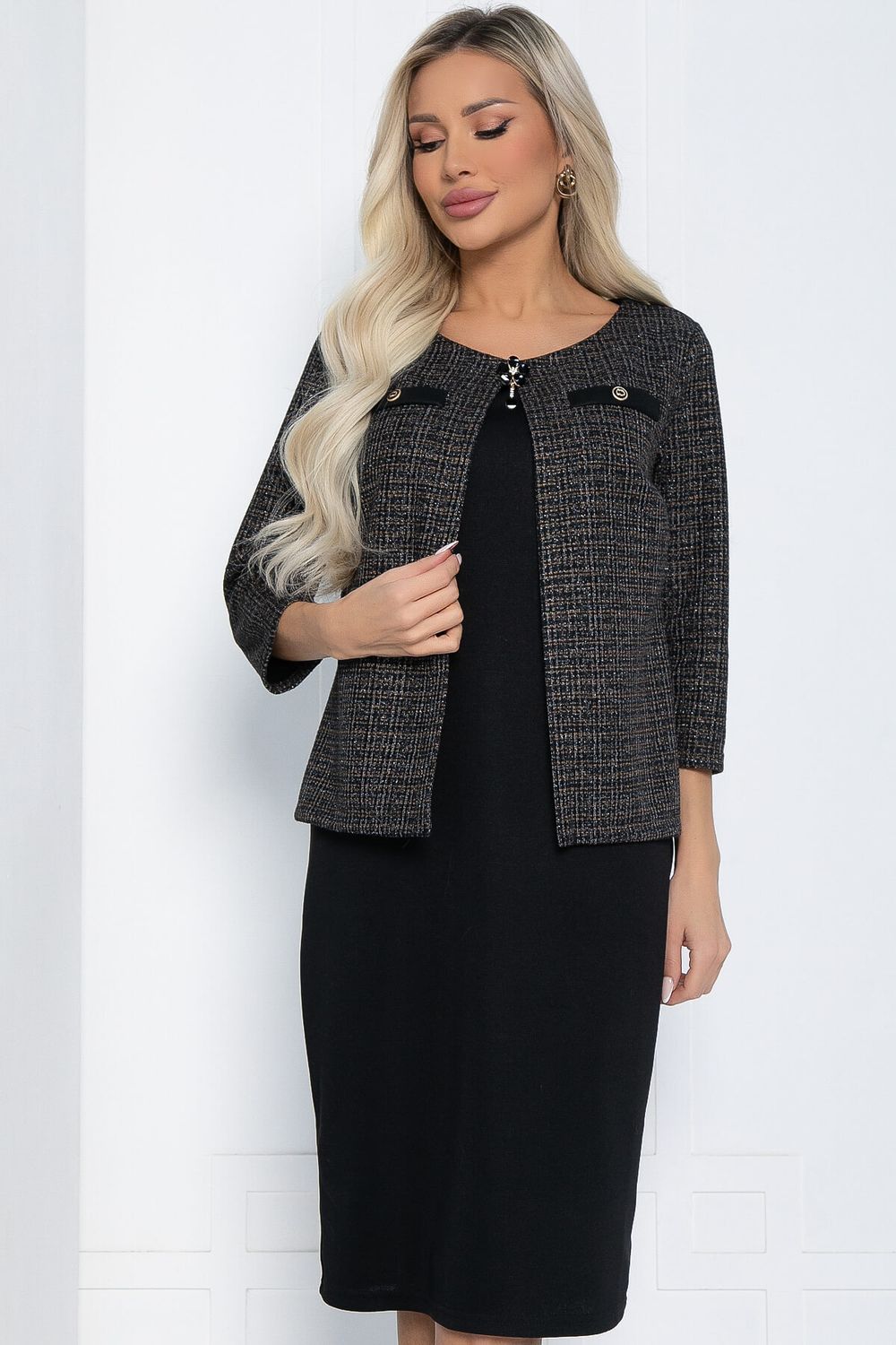 Платье Грэйс НЬЮ (черно-бежевое) П12375-18 LT Collection