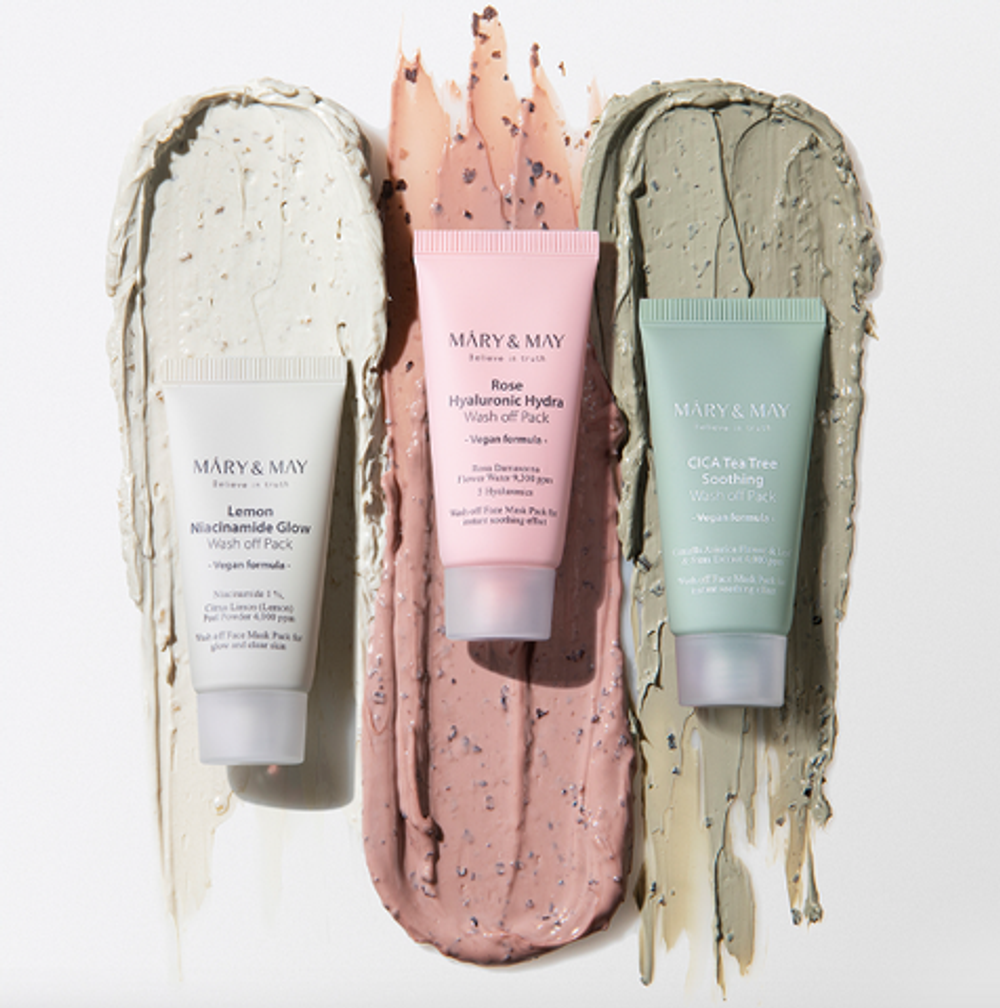 Глиняная маска для чувствительной кожи Mary&May CICA TeaTree Soothing Wash Off Pack
