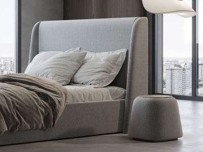 Кровать Камилла в сером велюре-букле 160