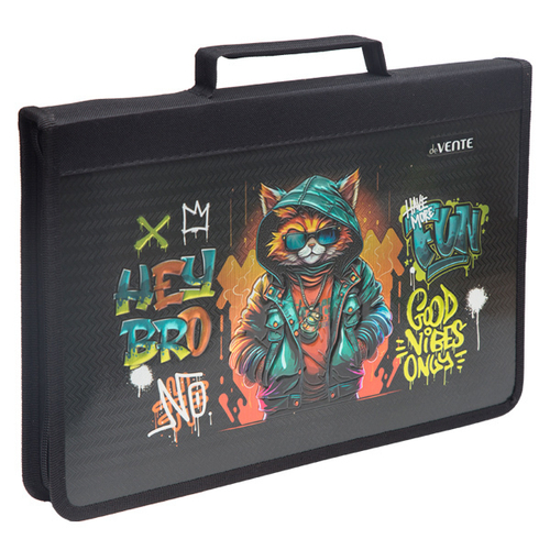 Папка для труда А4 молния вокруг/ручка конгрев твердая "Hey Bro"