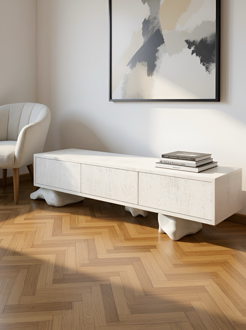 Тумба под ТВ на камнях