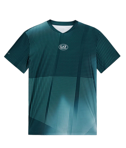 Мужская теннисная футболка EA7 Tennis Pro Crew-Neck - green fancy
