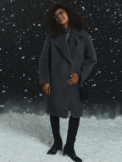 Шуба женская чебурашка тедди экомех, графитовая, SilverFox (арт. 1188-101)