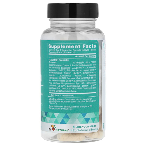 Eu Natural, Flourish Probiotics, 30 вегетарианских капсул