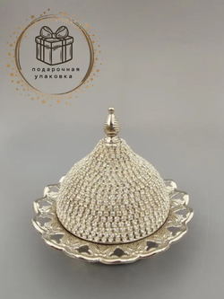 Лукумница "Бриллиант" с крышкой со стразами/Busem. Турция (золотистый)