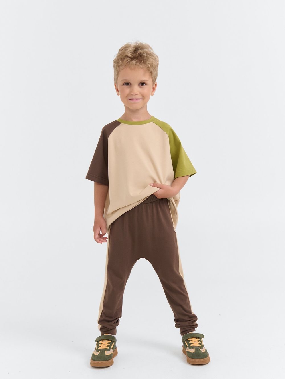 Брюки со спущенным шагом и лампасами "Шоколад"