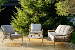 "Венеция" лаунж-зона из искусственного ротанга, цвет соломенный