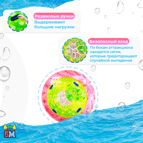 Аттракцион Водный роллер (Гидророллер) «Розово-зелёный» ПВХ, 2.2*2*2 м