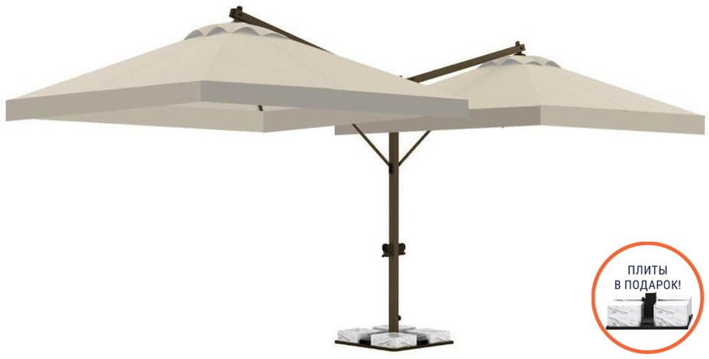 Зонт профессиональный двухкупольный 6х3 м Theumbrela Semsiye Evi Double Banana T, бежевый