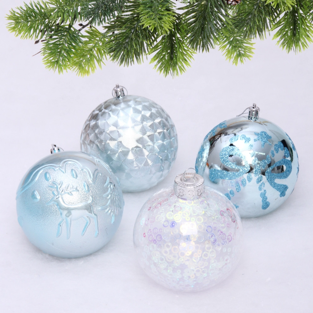 Новогодние шары «Сказочное королевство» 10 см (набор 8 шт), Голубой