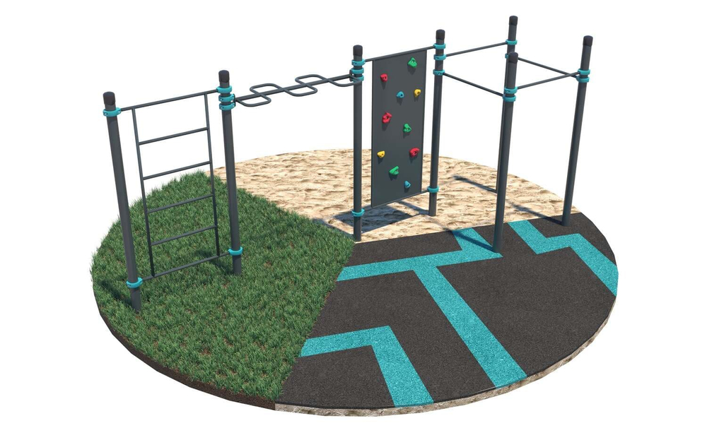 Воркаут-комплекс: 4 турника, рукоход-змеевик, шведская стенка и скалодром - Индига