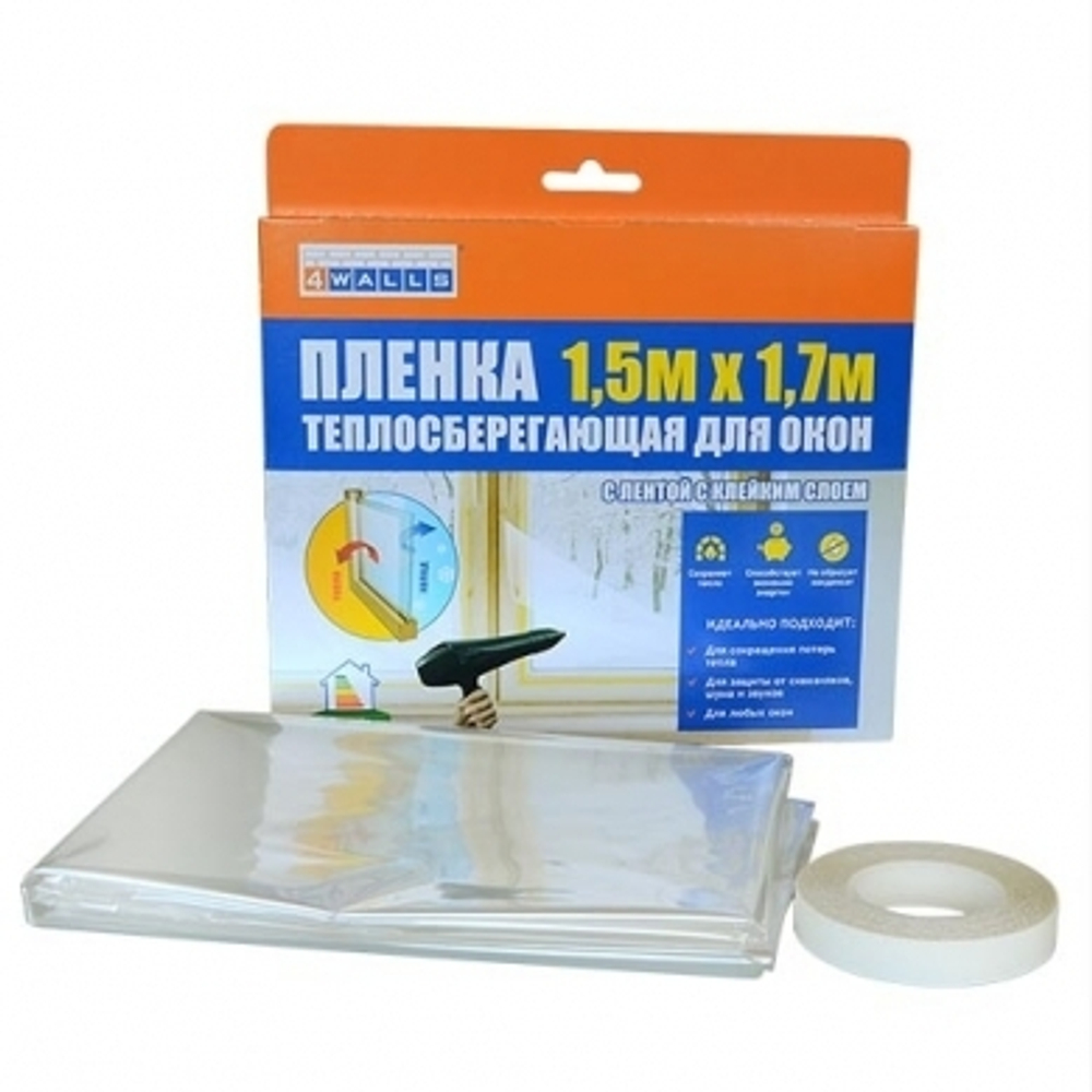 PTS200W Пленка теплосберегающая для окон 1,5*1,7м,4walls