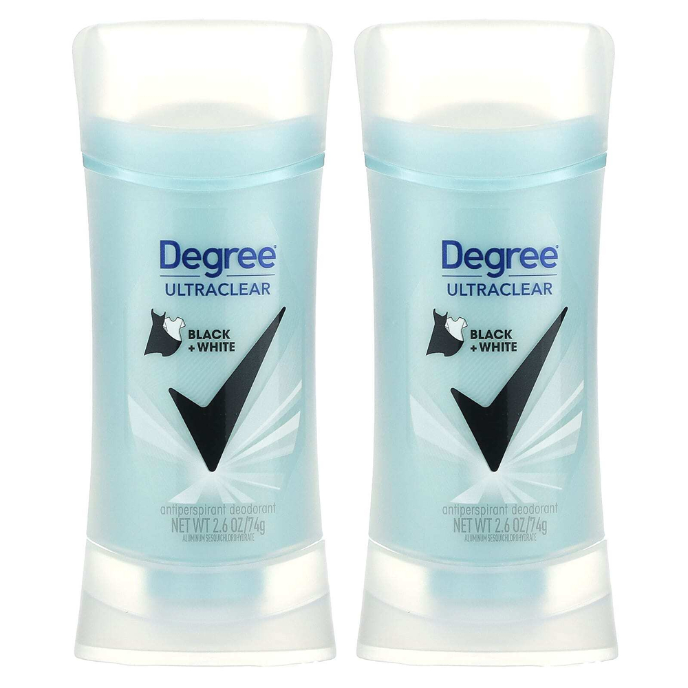 Degree, UltraClear, черный + белый, дезодорант-антиперспирант, 2 шт. в упаковке, 74 г (2,6 унции)