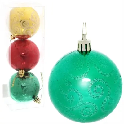 Новогодние шары 7 см (набор 3 шт) «Рельефный узор», микс