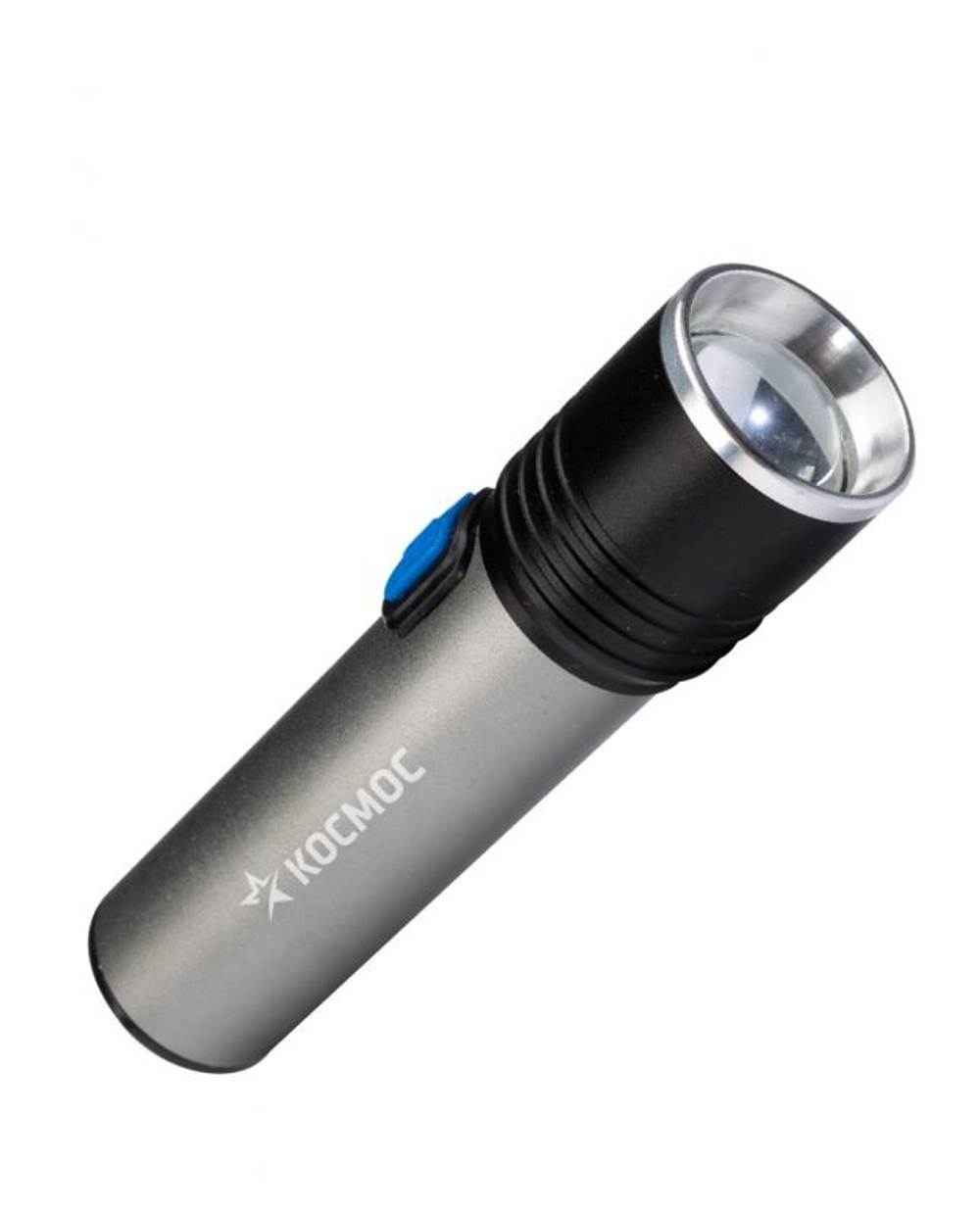 Ручной аккумуляторный фонарь КОСМОС 3Вт LED, линза, зум, Li-ion18650 1200mAh, анодированный алюминий, USB-шнур KOS111Lit