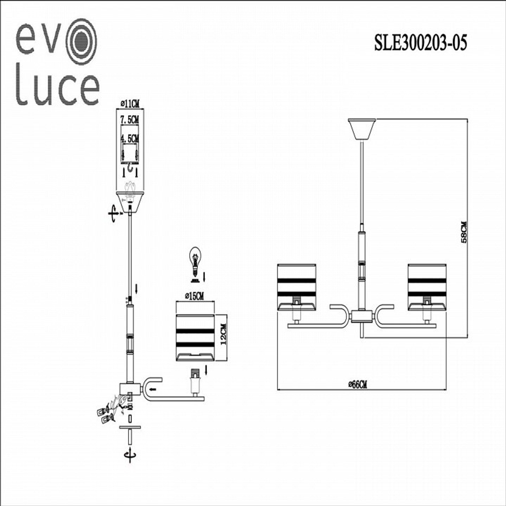 Люстра на штанге EVOLUCE SLE300203-05