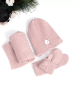 Комплект зимний шапка с шарфом и перчатками теплый вязаный