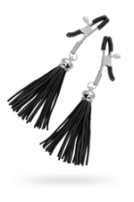 Зажимы на соски «Прищепки» с черными кисточками из замши (Цвет: черный)