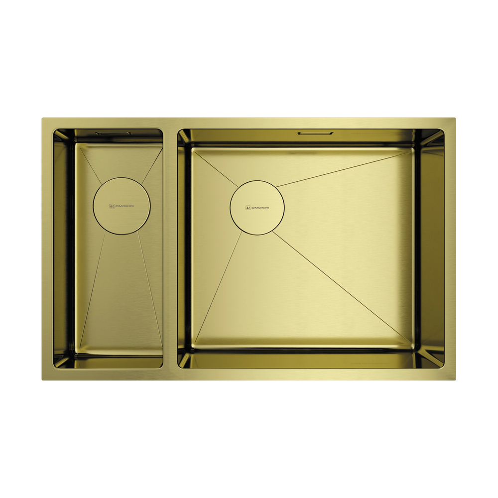 Мойка Omoikiri Taki 69-2-U/IF-R Side-LG нерж. сталь | Светлое золото