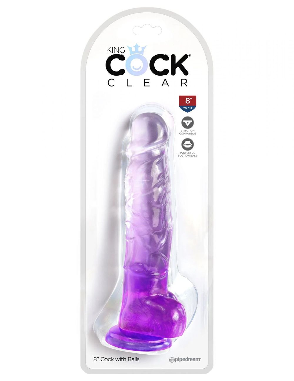 Фиолетовый фаллоимитатор с мошонкой на присоске 8’’ Cock with Balls - 22,2 см. (Цвет: фиолетовый)