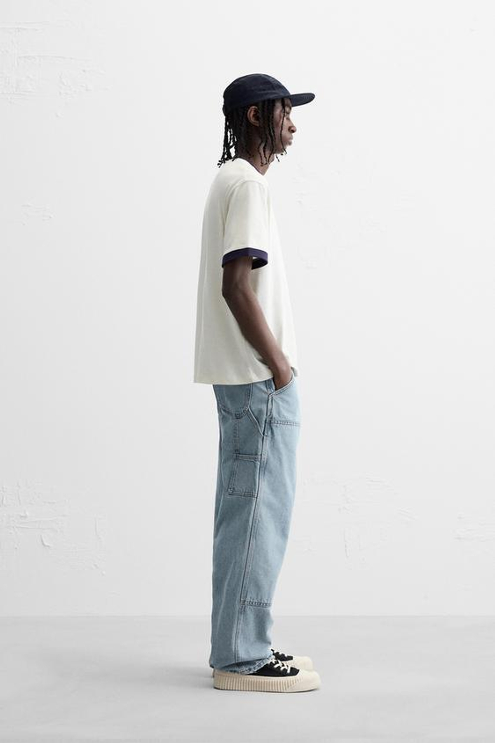 ZARA ДЖИНСЫ CARPENTER С КАРМАНАМИ, СИНИЙ