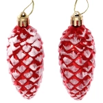 Ёлочные игрушки «Таинственное очарование» Шишки 9 см (набор 2шт), красный