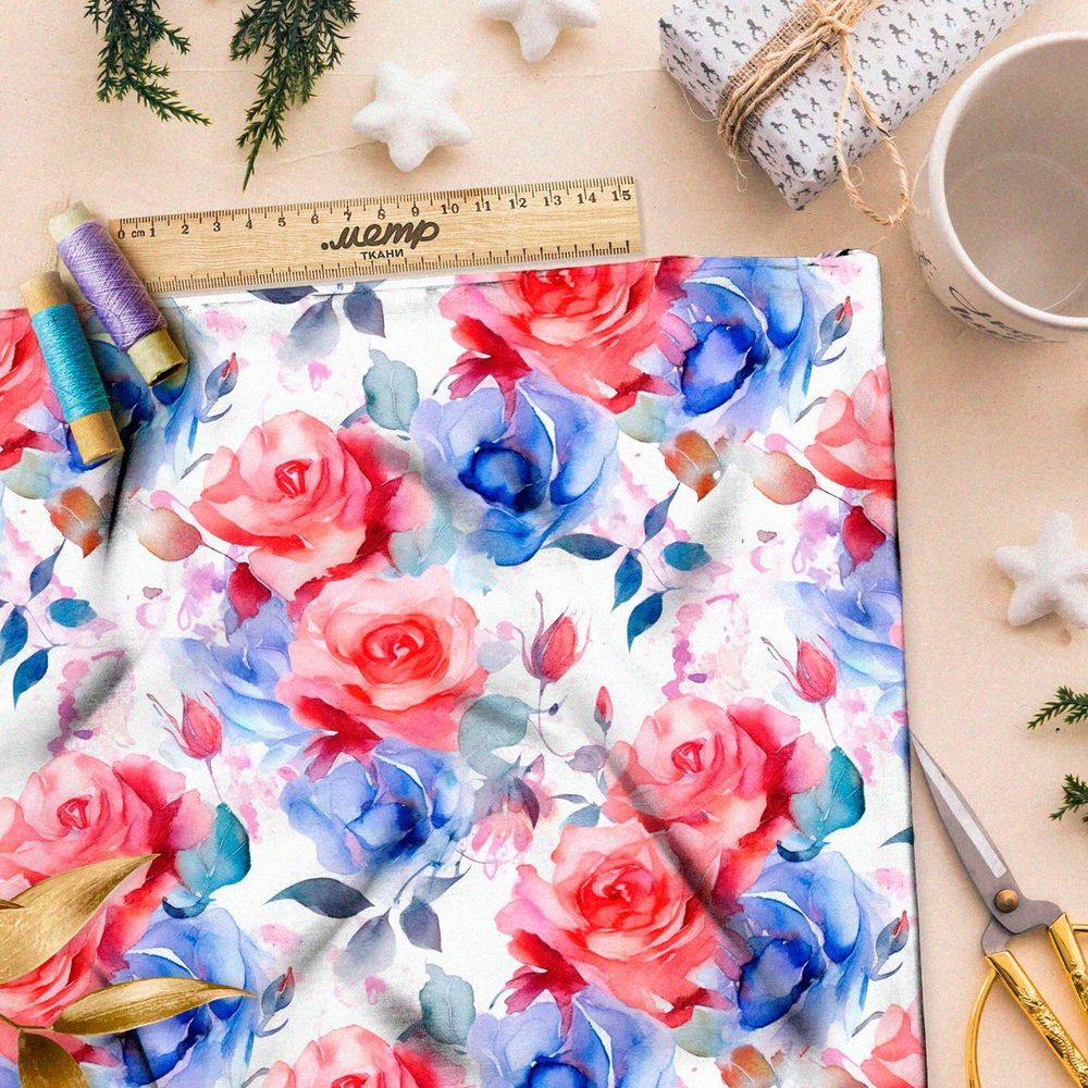 Ткань премиум шифон цветочные вихри