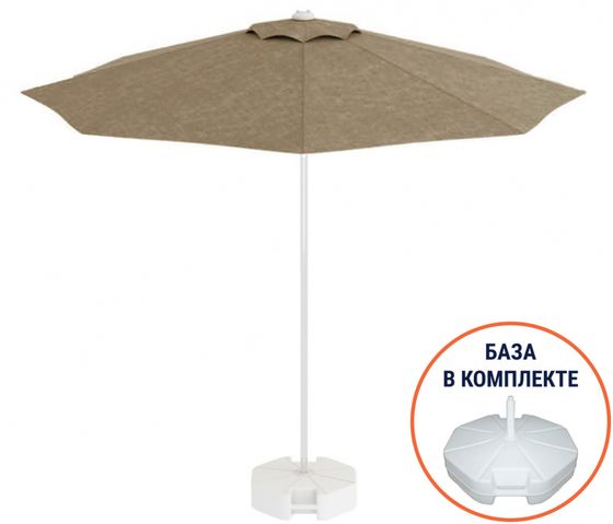 Зонт пляжный с базой на колесах Kiwi Clips&amp;Base, Ø250 см, белый, тортора