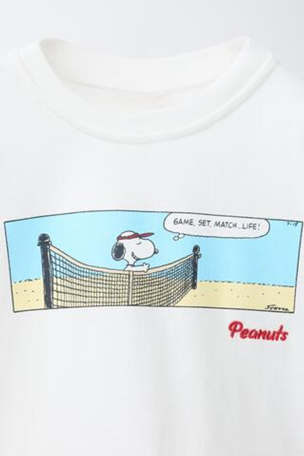 ZARA ФУТБОЛКА С ПРИНТОМ И ВЫШИВКОЙ SNOOPY PEANUTS™, БЕЛЫЙ
