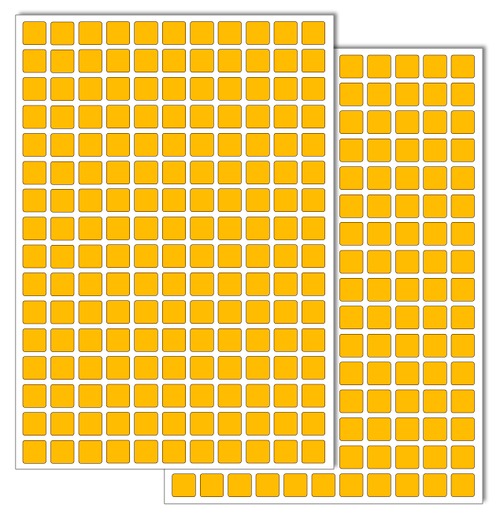 Темно-желтые виниловые наклейки для маркировки Policomprint М14, 10х10 мм. 352 шт.