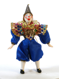 Кукла фарфоровая Клоун на елку