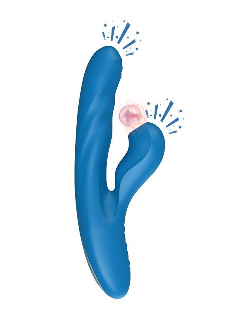 Голубой вибратор Otto с возвратно-поступательными движениями, вакуумом и подогревом