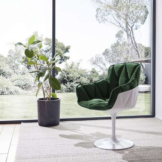 Белый стул Husk с зеленой обивкой | Купить в Hallberg.ru