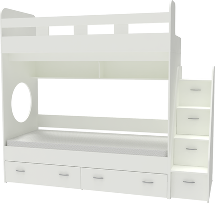 Двухъярусная кровать КарИВи Юниор 1 90х200Белый  Белый